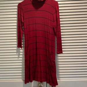 Red and black striped dress with pockets